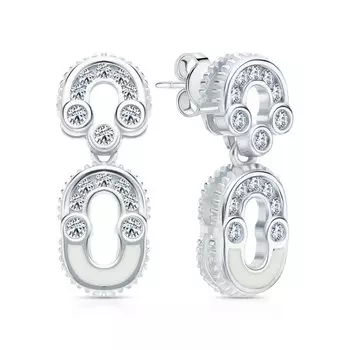 Серебряные серьги с эмалью и фианитами