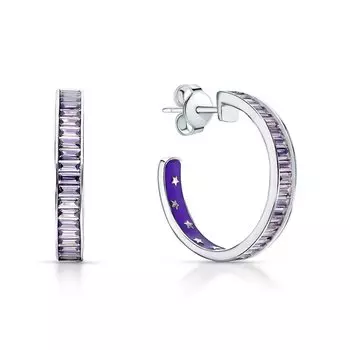 Серебряные серьги с эмалью и фианитами