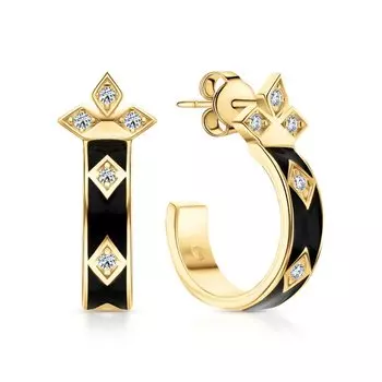 Серебряные серьги с эмалью и фианитами