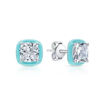 Серебряные серьги с эмалью и фианитами