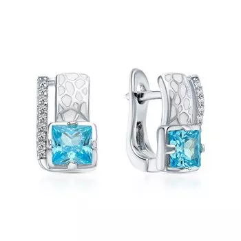 Серебряные серьги с эмалью и фианитами