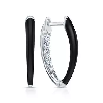 Серебряные серьги с эмалью и фианитами