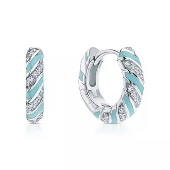 Серебряные серьги с эмалью и фианитами