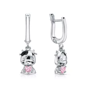 Серебряные серьги с эмалью и фианитами