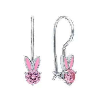 Серебряные серьги с эмалью и фианитами