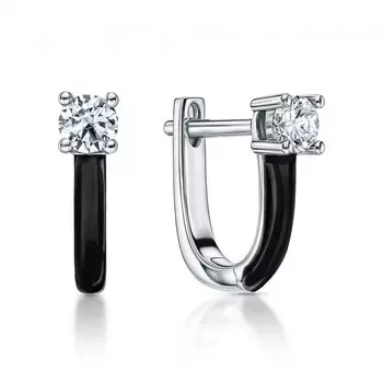 Серебряные серьги с эмалью и фианитами