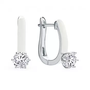 Серебряные серьги с эмалью и фианитами