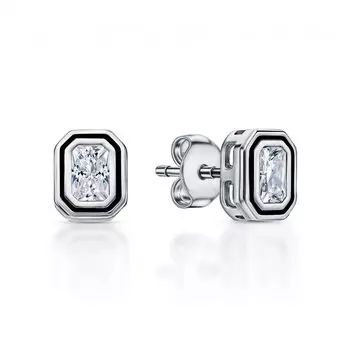 Серебряные серьги с эмалью и фианитами