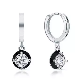 Серебряные серьги с эмалью и фианитами