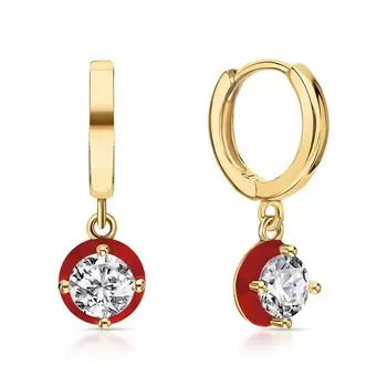 Серебряные серьги с эмалью и фианитами