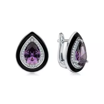 Серебряные серьги с эмалью и фианитами