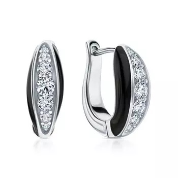 Серебряные серьги с эмалью и фианитами