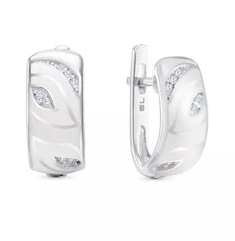 Серебряные серьги с эмалью и фианитами