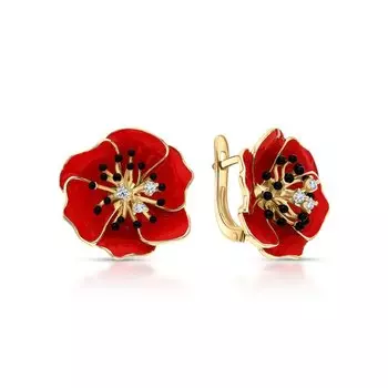 Серебряные серьги с эмалью и фианитами