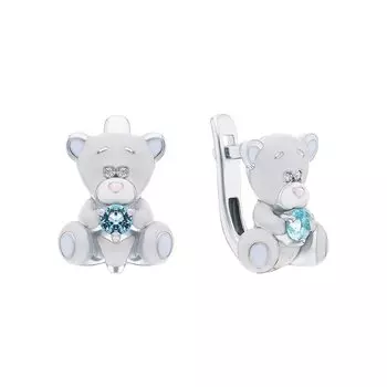 Серебряные серьги с эмалью и фианитами