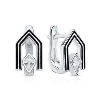 Серебряные серьги с эмалью и фианитами