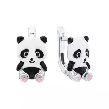 Серебряные серьги с эмалью и фианитами