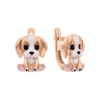 Серебряные серьги с эмалью и фианитами