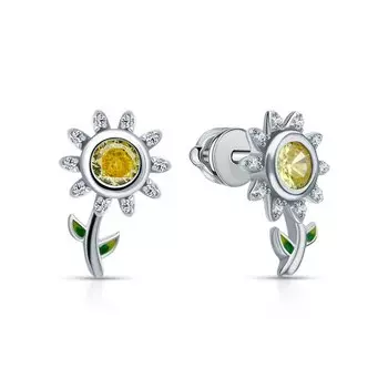 Серебряные серьги с эмалью и фианитами