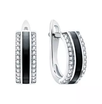 Серебряные серьги с эмалью и фианитами