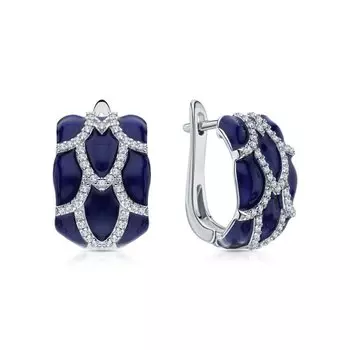 Серебряные серьги с эмалью и фианитами