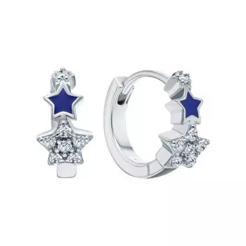 Серебряные серьги с эмалью и фианитами