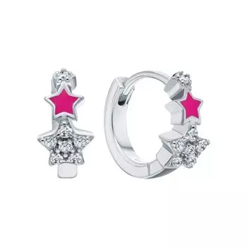 Серебряные серьги с эмалью и фианитами