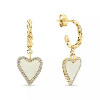 Серебряные серьги с эмалью и фианитами