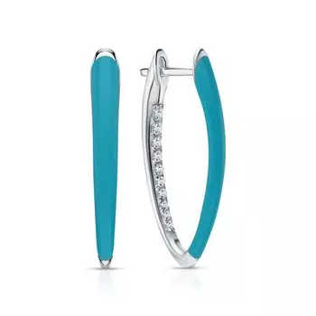 Серебряные серьги с эмалью и фианитами