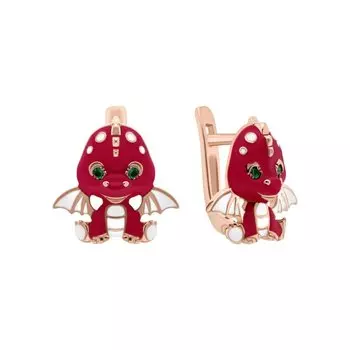 Серебряные серьги с эмалью и фианитами