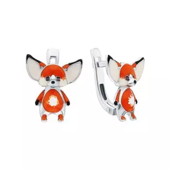 Серебряные серьги с эмалью и фианитами