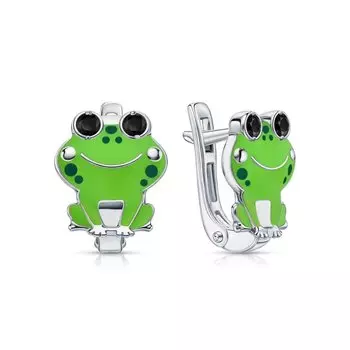 Серебряные серьги с эмалью и фианитами