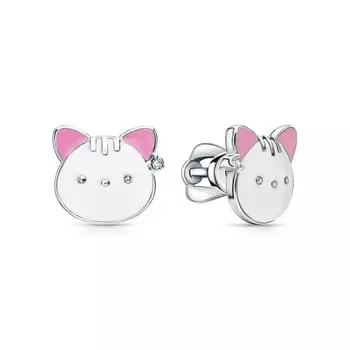 Серебряные серьги с эмалью и фианитами