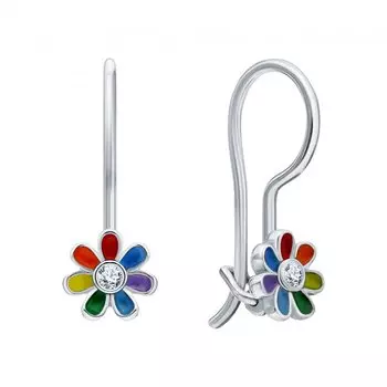 Серебряные серьги с эмалью и фианитами