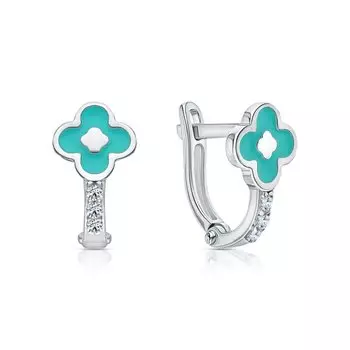 Серебряные серьги с эмалью и фианитами