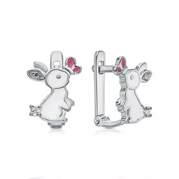 Серебряные серьги с эмалью и фианитами