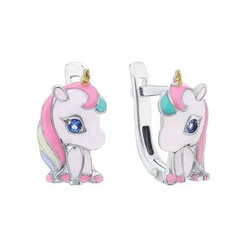 Серебряные серьги с эмалью и фианитами