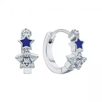 Серебряные серьги с эмалью и фианитами