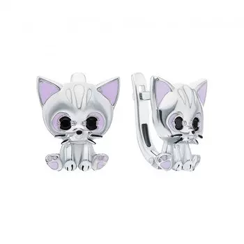 Серебряные серьги с эмалью и фианитами