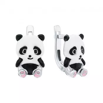 Серебряные серьги с эмалью и фианитами