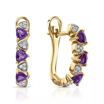 Серебряные серьги с аметистами и фианитами