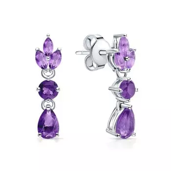 Серебряные серьги с аметистами природными