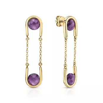 Серебряные серьги с аметистами природными