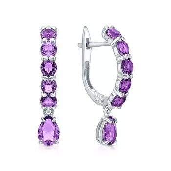 Серебряные серьги с аметистами природными