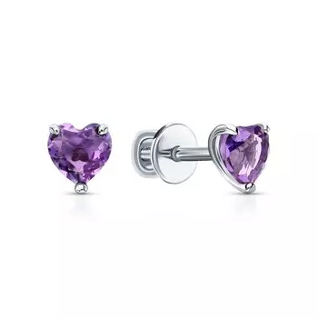 Серебряные серьги с аметистами природными