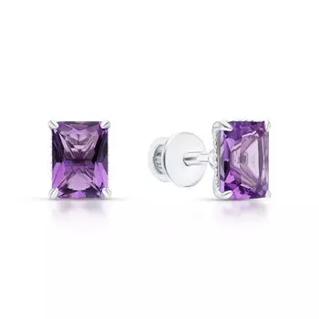 Серебряные серьги с аметистами природными