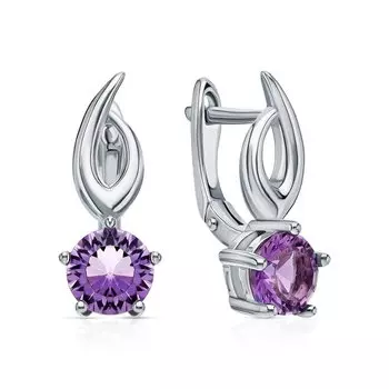 Серебряные серьги с аметистами природными