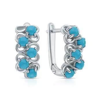 Серебряные серьги с бирюзой синтетической