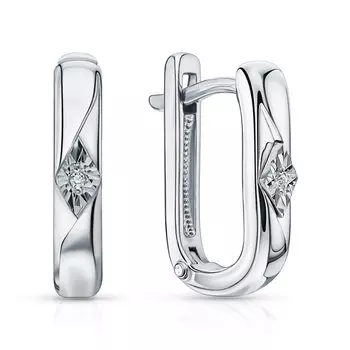 Серебряные серьги с бриллиантами природными