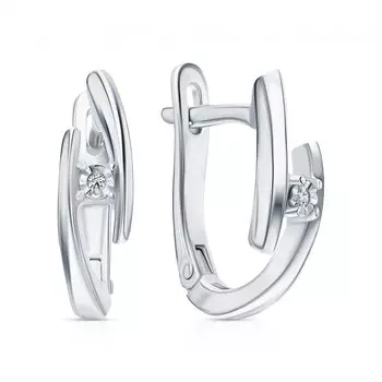 Серебряные серьги с бриллиантами природными